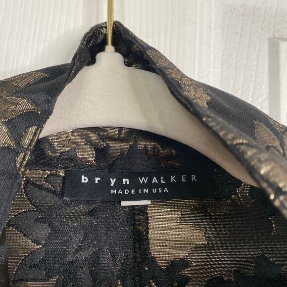 BRYN WALKER Black & Gold Floral Tapestry Benedict Jacket Size Small $228 Brocade - Picture 7 of 9